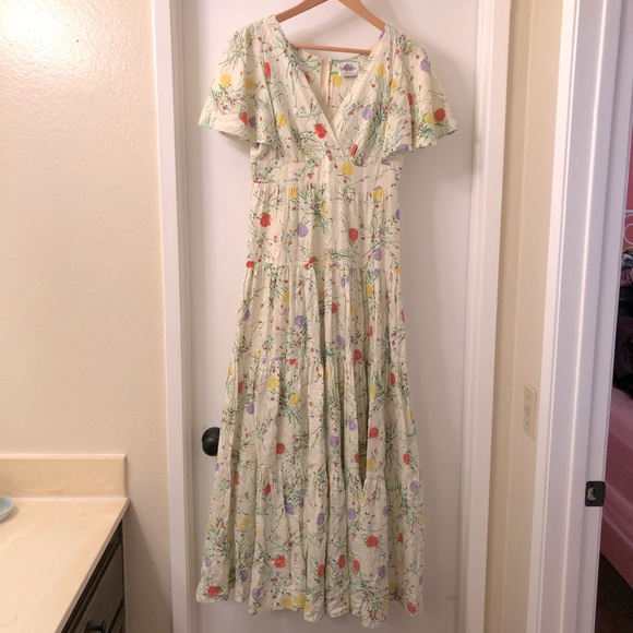 RARE VINTAGE LANZ GARDEN PARTY FLORAL MAXI DRESS - Picture 1 of 9